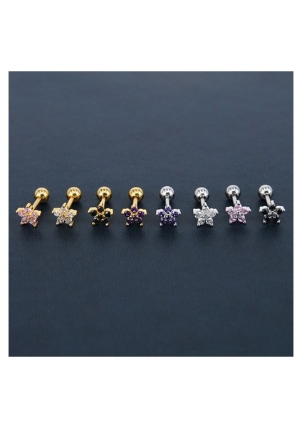 Mor Tarzı Gümüş Çiçekli Piercing Helix Kıkırdak Küpe Tragus Piercing Conch Küpe Inci (Yurt Dışından) fiyatları