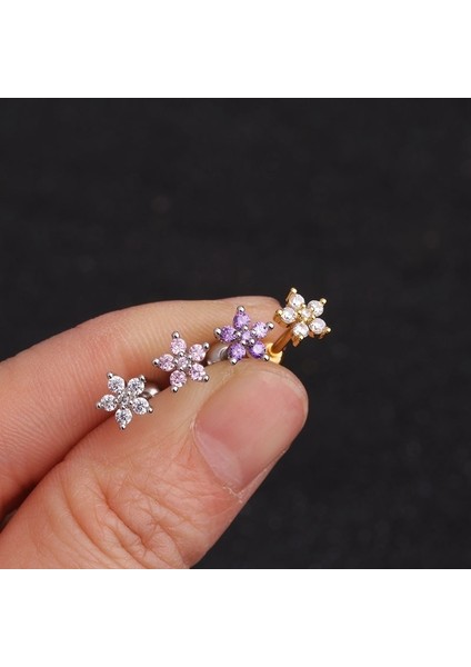 Mor Tarzı Gümüş Çiçekli Piercing Helix Kıkırdak Küpe Tragus Piercing Conch Küpe Inci (Yurt Dışından) fırsatları
