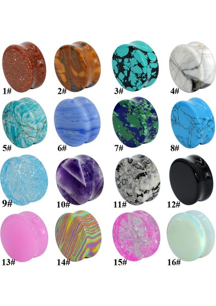 Taş1 8mm 2 Adet Taş Kulak Takıları Erkek Kadın Kulak Tüneli Genişleticisi Vücut Piercing Takıları (Yurt Dışından) fiyatları