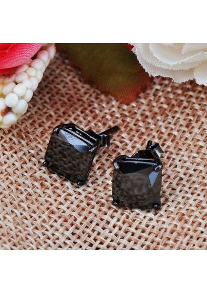 Siyah Stil Kadın Erkek Parti Takıları Için Siyah Safir Zirkon Taşlı Kare Kulak Çivileri Güzel (Yurt Dışından) fiyatları