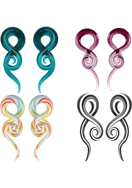 Kahverengi Tarzı 14 mm 1 Çift Cam Kulak Tünelleri Spiral Kulak Taperları Pyrex Bükümlü Kulak Tıkaçları-Sol & Sağ (Yurt Dışından) fiyatları