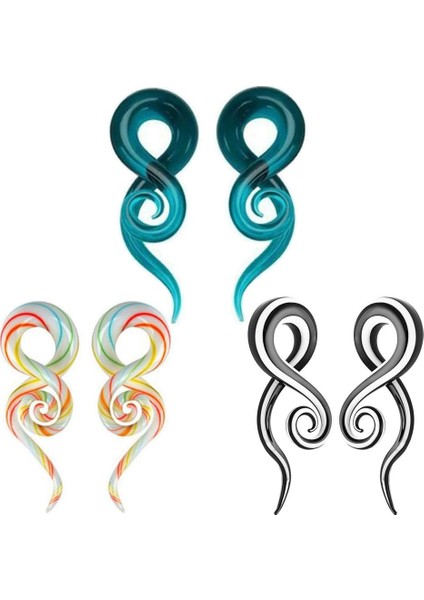 Kahverengi Tarzı 14 mm 1 Çift Cam Kulak Tünelleri Spiral Kulak Taperları Pyrex Bükümlü Kulak Tıkaçları-Sol & Sağ (Yurt Dışından) modelleri