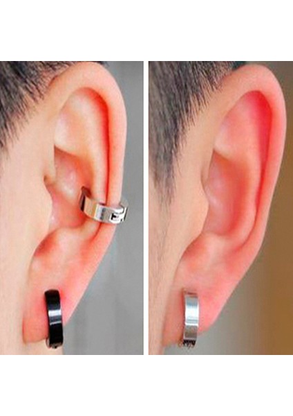Gümüş Tarzı 1 Çift Moda Titanyum Çelik Manyetik Kulak Klipsi Deliksiz Küpe Erkek Kadın Için (Yurt Dışından) modelleri