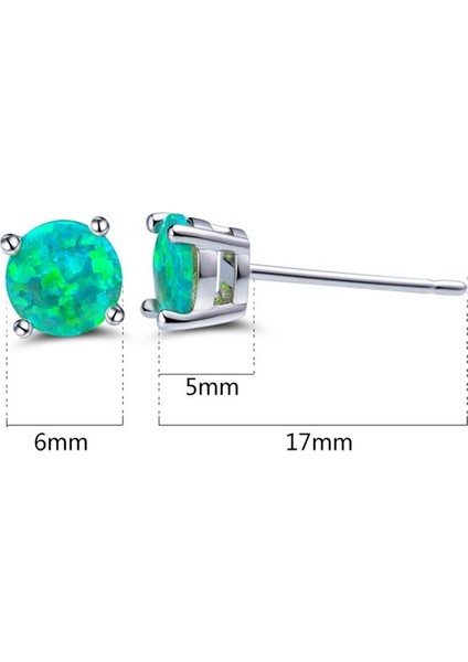 Yeşil Stil 6 Mm'ye 6 mm Elegan Gümüş Küpe Zarif Yuvarlak Yeşil Ateş Opal Küpe Çivileri (Yurt Dışından) modelleri