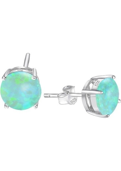 Yeşil Stil 6 Mm'ye 6 mm Elegan Gümüş Küpe Zarif Yuvarlak Yeşil Ateş Opal Küpe Çivileri (Yurt Dışından) fırsatları