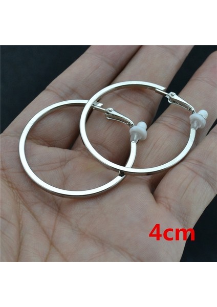 Gül Altın Tarzı 5 cm Kadınlar Için Deliksiz Kulak Üstü Küpe Büyük Kare Alaşım Çember Gümüş ve Altın Renkli Moda Takı (Yurt Dışından)