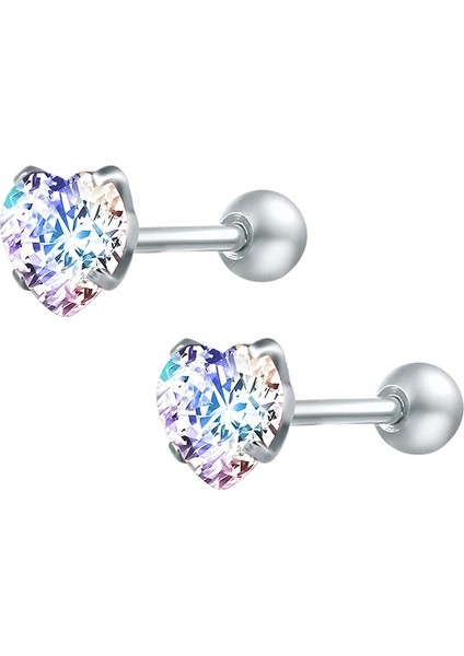 Parlak Beyaz Tarzı 7 mm 16G Moda Kalp Şekilli Kübik Zirkon Paslanmaz Çelik Küpe 4 Renkli Helix Conch Kıkırdak Delme Kadınlar Moda Takı (Yurt Dışından)