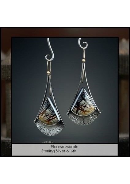 Gümüş Tarzı Womalver Doğal Picasso Mermer Küpe Gelin Hediye Moda Takı Küpeler (Yurt Dışından)