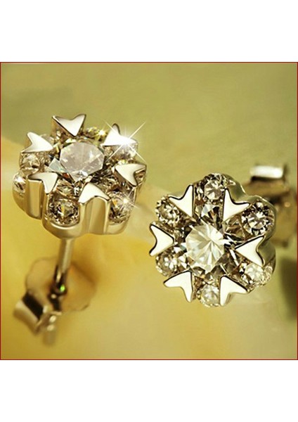 Gümüş Tarzı Kadın Moda Kar Tanesi Küpe Hareket Kalp Kristal Küpe (Yurt Dışından)