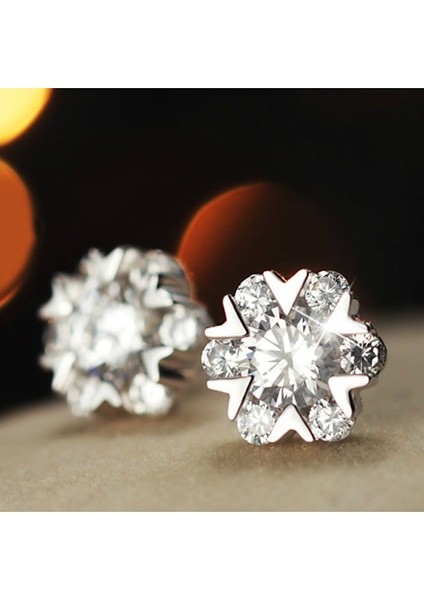 Gümüş Tarzı Kadın Moda Kar Tanesi Küpe Hareket Kalp Kristal Küpe (Yurt Dışından) modelleri