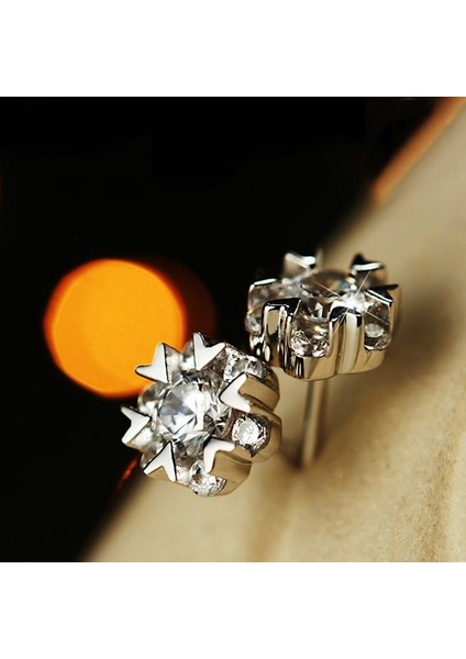 Gümüş Tarzı Kadın Moda Kar Tanesi Küpe Hareket Kalp Kristal Küpe (Yurt Dışından) fırsatları