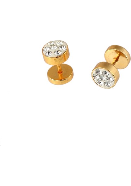 Altın Tarzı 1 Çift Cinsiyet Farketmeyen Erkeklerin Barbell Punk Paslanmaz Çelik Kristal Punk Küpe Küpeler - E-Ticaret Için Türkçe Başlık (Yurt Dışından)