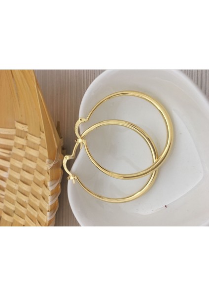 Altın Tarzı Moda Takı Yeni Gümüş Halka Küpe N-144 (Yurt Dışından) fırsatları