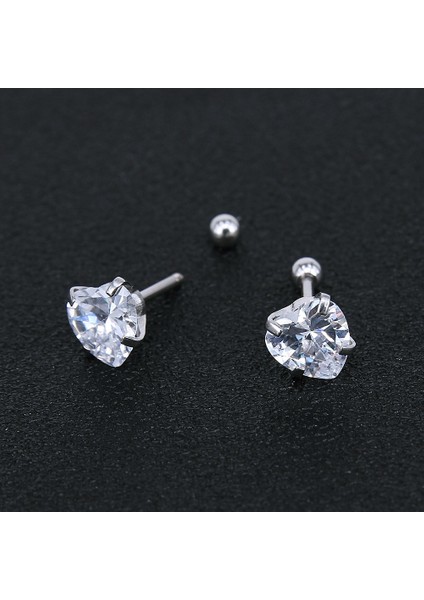 Parlak Beyaz Tarzı 7 mm 16G Moda Kalp Şekilli Kübik Zirkon Paslanmaz Çelik Küpe 4 Renkli Helix Conch Kıkırdak Delme Kadınlar Moda Takı (Yurt Dışından)