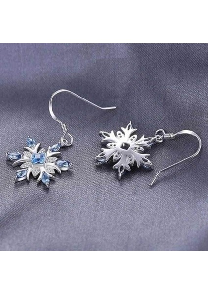 Mavi Stil 1 Çift Küpe Mücevher Sarayı Promosyon 1.54 Karat Doğal Mavi Topaz Askı Küpe Gümüş Kar Tanesi Noel Küpeleri Moda Takı Kadınlar Için (Yurt Dışından)