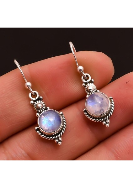 Gökkuşağı Aytaşı Yüzük Takı Gümüş Küpe (Yurt Dışından)