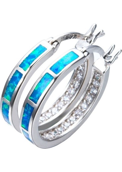 Yeşil Stil Klasik Mavi Alev Opal Çember Küpe Sevgililer Günü Hediyesi (Yurt Dışından) fiyatları