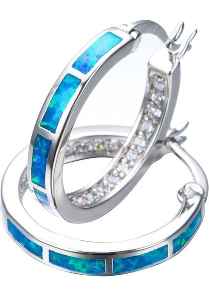 Yeşil Stil Klasik Mavi Alev Opal Çember Küpe Sevgililer Günü Hediyesi (Yurt Dışından) modelleri