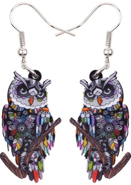 Siyah Stil Kadın Kız Çocuklar Için Yeni Moda Sevimli Hayvan Takı Aksesuarları Hediye Akrilik Baykuş Kuş Küpe Düşen Dangle Yeni - (Yurt Dışından)