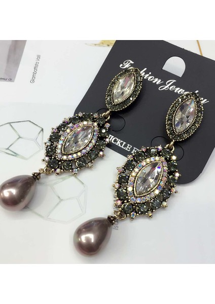 Çok Renkli Stil Moda Tasarımı Beyaz Bayan Kristal Taşlı Sallantılı Küpe Halka Küpe (Yurt Dışından) fiyatları