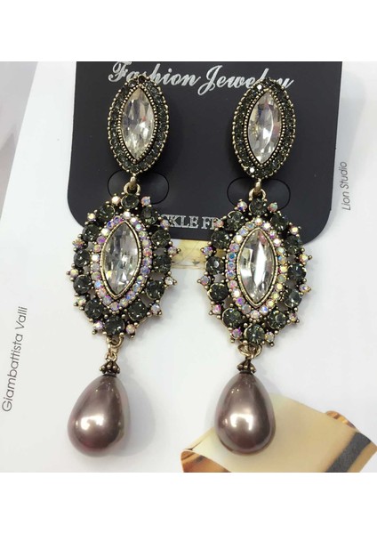 Çok Renkli Stil Moda Tasarımı Beyaz Bayan Kristal Taşlı Sallantılı Küpe Halka Küpe (Yurt Dışından) modelleri