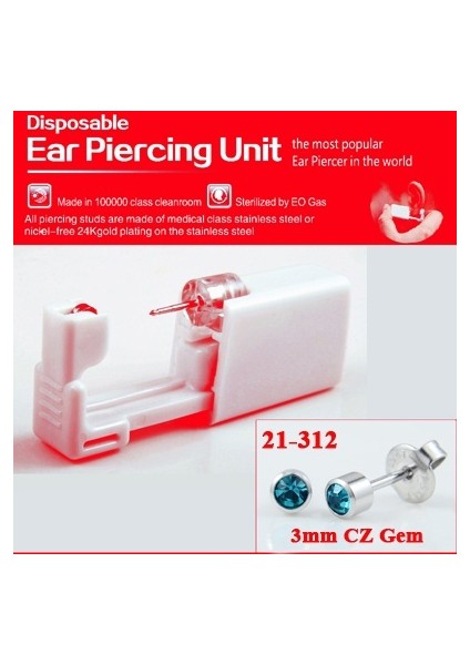 NO312 1 Takım 2 Adet Tek Kullanımlık Steril Kulak Delme Tabancası Kartilaj Tragus Helix Delme Tabancası Seti Çelik Iğne Küpe Aracı (Yurt Dışından)