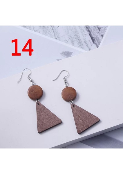 No.14 Boyutu Yeni Basit Retro Ahşap Geometrik Yıldız Küpe Püskül Uzun Düşen Küpe Kadınlar Için Alaşımlı Takı Aksesuarları (Yurt Dışından)