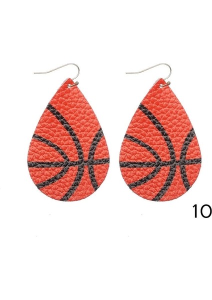 No.10 Boyutu 1 Çift Yeni Kadın Moda Deri Küpe Beyzbol Futbol Küpe Damla Küpe Amerikan Alman Bayrağı Küpe (Yurt Dışından)