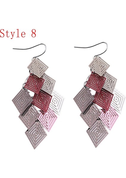 Stil 8 Kadın Kız Gümüş Charm Küpe Çok Katmanlı Oyma Yaprak Takı (Yurt Dışından)