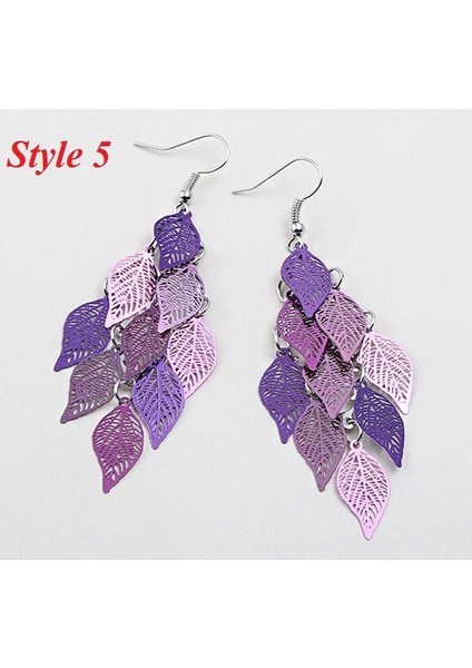 Stil 8 Kadın Kız Gümüş Charm Küpe Çok Katmanlı Oyma Yaprak Takı (Yurt Dışından) modelleri