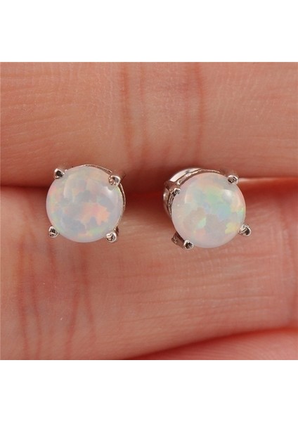 Mavi Stil 6mm Moda Takı Zarif Yuvarlak 5 Renkli Ateş Opal Gümüş Kadın Küpe - Alışveriş Yapmak Için Tıklayın (Yurt Dışından)