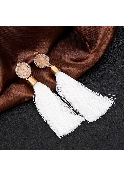 Siyah Stil Moda Pamuk Ipek Püskül Boho Takı Şık Uzun Püskül Düşen Püskül Küpe Kadın Küpe Takı (Yurt Dışından) indirimleri