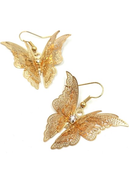 Altın Tarzı Kadın Gümüş Kelebek Küpe - Gümüş Renkli Şık Kelebek Küpe (Yurt Dışından)