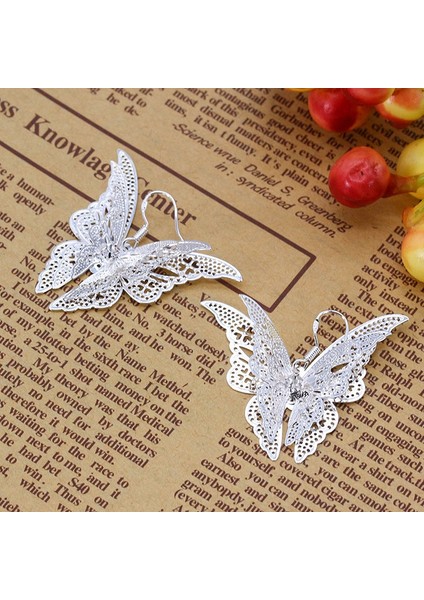 Altın Tarzı Kadın Gümüş Kelebek Küpe - Gümüş Renkli Şık Kelebek Küpe (Yurt Dışından) fiyatları