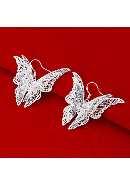 Altın Tarzı Kadın Gümüş Kelebek Küpe - Gümüş Renkli Şık Kelebek Küpe (Yurt Dışından) modelleri