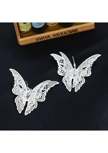 Altın Tarzı Kadın Gümüş Kelebek Küpe - Gümüş Renkli Şık Kelebek Küpe (Yurt Dışından) indirimleri