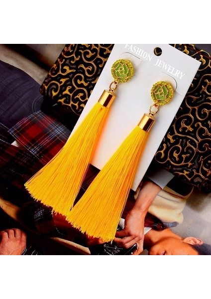 Yeşil Stil Kadınlar Için Bohem Uzun Püskül Asma Küpe Parti Takı Aksesuarı (Yurt Dışından) modelleri