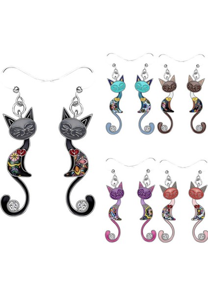 Moda Hayvan Emaye Alaşım Taşlı Şık Kapalı Gözlü Kedi Küpe Damla Küpe Kadınlar Kızlar Hediye Charms Pet Aksesuarları 1 Çift Satılık (Yurt Dışından) fiyatları