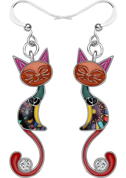 Moda Hayvan Emaye Alaşım Taşlı Şık Kapalı Gözlü Kedi Küpe Damla Küpe Kadınlar Kızlar Hediye Charms Pet Aksesuarları 1 Çift Satılık (Yurt Dışından) modelleri