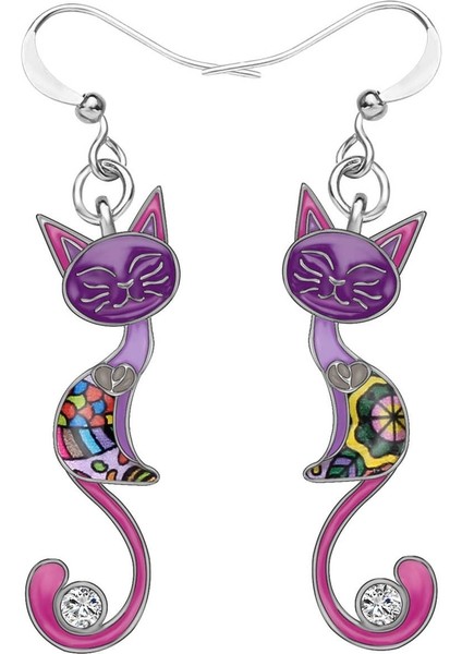 Moda Hayvan Emaye Alaşım Taşlı Şık Kapalı Gözlü Kedi Küpe Damla Küpe Kadınlar Kızlar Hediye Charms Pet Aksesuarları 1 Çift Satılık (Yurt Dışından) fırsatları