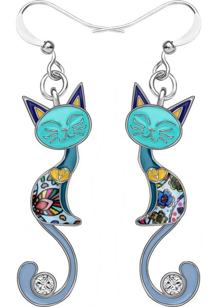 Moda Hayvan Emaye Alaşım Taşlı Şık Kapalı Gözlü Kedi Küpe Damla Küpe Kadınlar Kızlar Hediye Charms Pet Aksesuarları 1 Çift Satılık (Yurt Dışından) indirimleri