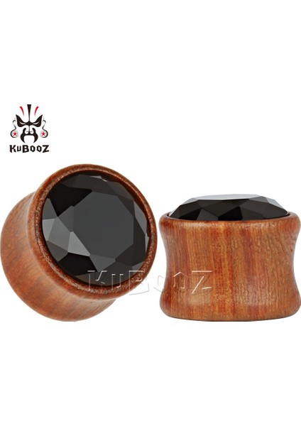 A-12MM Kubooz Moda Abanoz Zirkon Tasarım Kulak Tüneli ve Vücut Piercing Küpe 1 Çift (Yurt Dışından)