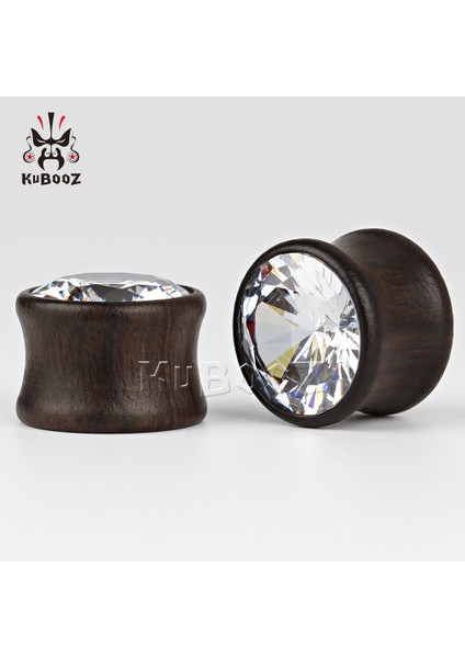 A-12MM Kubooz Moda Abanoz Zirkon Tasarım Kulak Tüneli ve Vücut Piercing Küpe 1 Çift (Yurt Dışından)