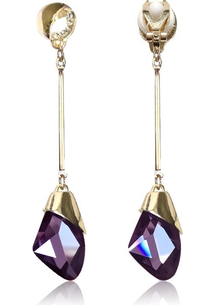 Mavi Stil Gelin Uzun Püskül Taşlı Damla Küpe Kristal Su Damlası Klipsli Küpe Piercing Olmadan Kadınlar Için Düğün Klips Küpeler (Yurt Dışından) fırsatları