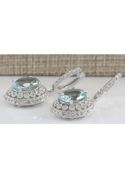 #5 925 Gümüş Doğal Taş Akuamarin Küpe Halka Düğün Nişan Takıları (Yurt Dışından) modelleri