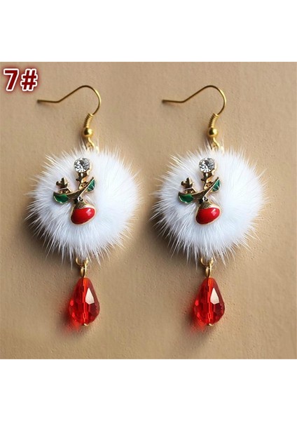 No.7 Boyutu 7 Stil 1 Çift Kadın Moda Alaşım Noel Ağacı Kolye Küpe Kaplama Altın Sallantılı Takı Küpe Yılbaşı Hediye Küpe (Yurt Dışından)