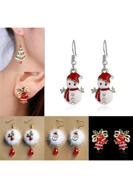 No.7 Boyutu 7 Stil 1 Çift Kadın Moda Alaşım Noel Ağacı Kolye Küpe Kaplama Altın Sallantılı Takı Küpe Yılbaşı Hediye Küpe (Yurt Dışından) indirimleri