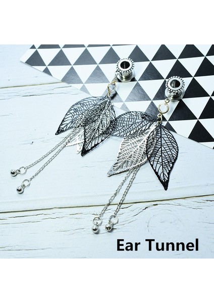 26 mm Çift Açık Işlemeli Yaprak Püsküllü Duvar Tüneli Küpe Takıları Beden Delme Takıları Artı (Yurt Dışından) fiyatları