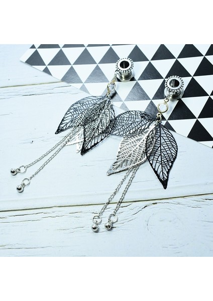 26 mm Çift Açık Işlemeli Yaprak Püsküllü Duvar Tüneli Küpe Takıları Beden Delme Takıları Artı (Yurt Dışından) modelleri