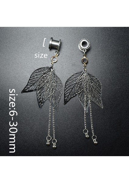 26 mm Çift Açık Işlemeli Yaprak Püsküllü Duvar Tüneli Küpe Takıları Beden Delme Takıları Artı (Yurt Dışından) fırsatları